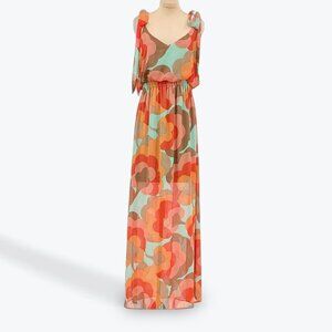 Judith March Floral Maxi Dress Multicolor Boho Chic L Fall Colors‎